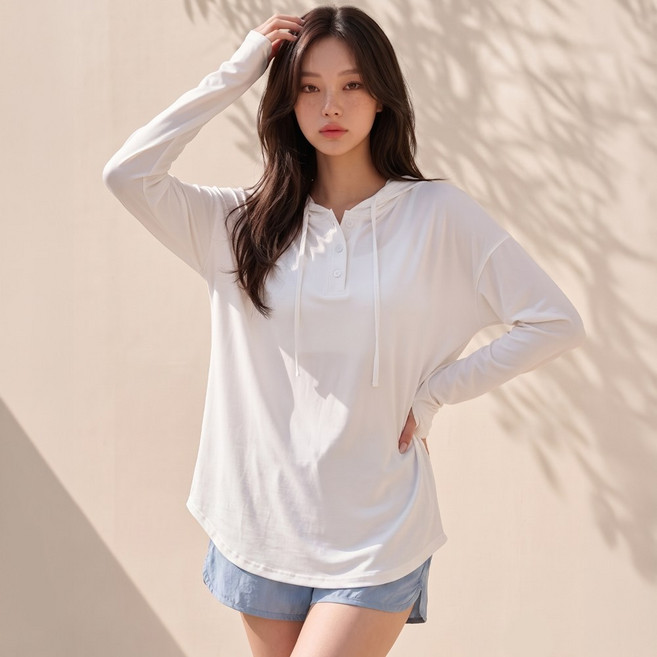 후드/루즈핏 조딘 후드 래쉬가드 체형커버 긴팔 가족 수영복 커플 여성 래쉬가드 비치룩 운동룩 요가복 캐주얼 스포티