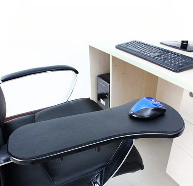 팔걸이받침대 마우스패드 손목보호 의자거치 마우스 거치대 사무실 의자장착, 블랙, 1개