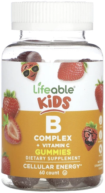 Lifeable 키즈 B 복합체 + 비타민C 구미젤리 천연 딸기 맛 구미젤리 60개, 1개, 60정 - 쿠팡