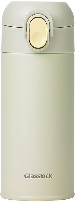 글라스락 플레인 원터치 텀블러, 베이지, 350ml, 1개