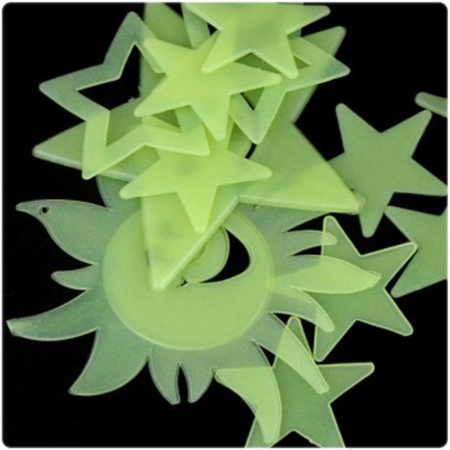 야광스티커 테이프 발광 천장 벽지 아이방 유아방 우주스티커 별 달 인테리어 시트지 상상력, 별 해 달 스티커 7P