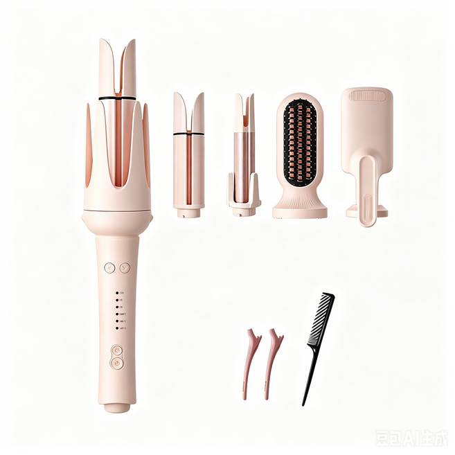 자동 음이온 고데기 5in1 전자동고데기 컬고데기 매직기 세라믹 나노이온 스타일링 스트레이트 볼륨, 40mm, 핑크