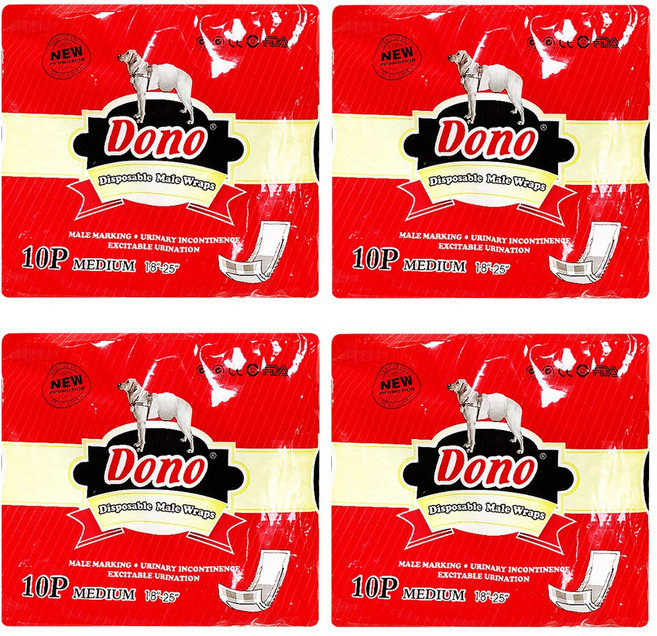 도노 수컷 기저귀 M 강아지 매너 패드, 중형, 4개, 10개입