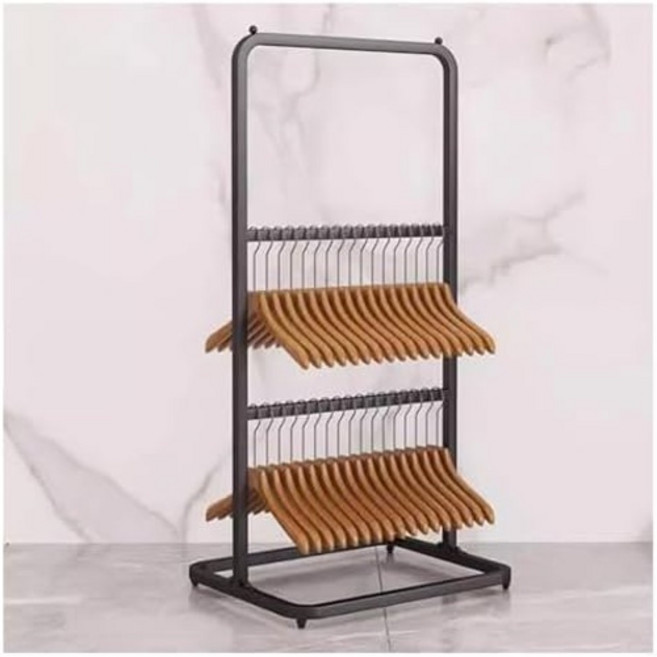 휴대용 금속 행거 스태커 랙 - 소매용 의류 보관 카트 정리함 스탠드 홀더골드 50x40x102cm 공간 및 디스플레이 극대화, Black-50x40x115cm