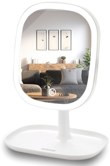 모가비 충전식 LED 스마트 조명 거울, 화이트