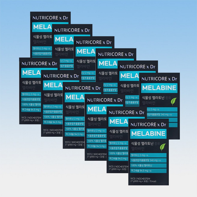 뉴트리코어 식물성 멜라토닌 함유 멜라바인 마그네슘 L트립토판 30정 12박스