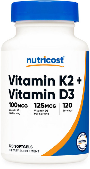 뉴트리코스트 비타민 K2 100mcg + 비타민 D3 5000IU 125mcg 소프트젤 120정 1개