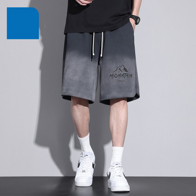 男士休閒短褲 夏季潮流美式寬鬆薄款運動沙灘五分褲