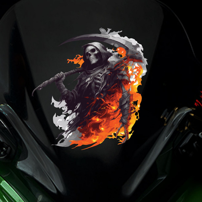 해골 사신 오토바이 튜닝스티커 3종 소 중 대, M, 1개, L01