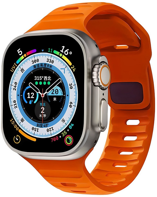 Fegwilde 애플워치 호환 계단 실리콘 스포츠 스트랩 밴드 11 10 9 8 7 6 SE1/2/3 49/45/44/42/41/40/38mm 울트라1/2/3 스트랩, 주황색