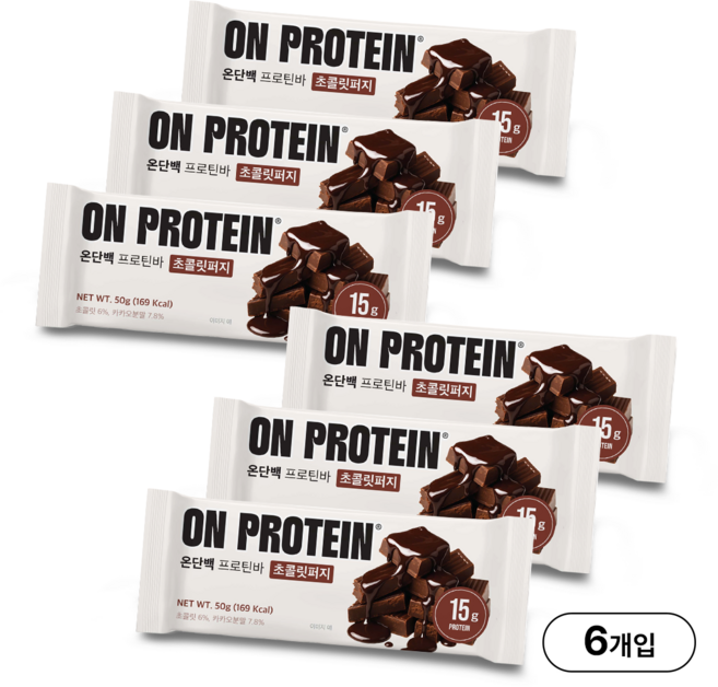 온단백 프로틴바 초콜릿퍼지 단백질바, 6개, 50g