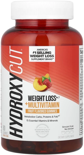 Hydroxycut 체중 감량 + 종합비타민 구미젤리 과일 맛 구미젤리 90개, Hydroxycut체중감량종합비타민구미젤리과일맛구미젤리, 1개, 90정 - 쿠팡