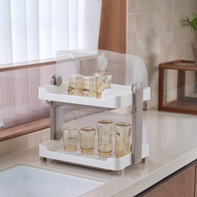 뉴코코맘 스탠다드/프리미엄/하이엔드 뚜껑 식기건조대 이유식기 보관 물빠짐 먼지방지 젖병건조대, 베이지