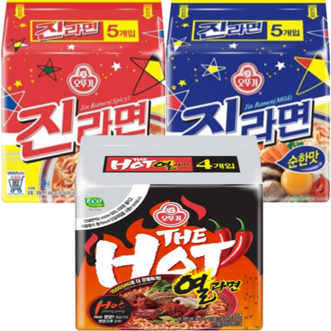 오뚜기 라면 쓰리콤보 (진라면순한맛5+진라면매운맛5+더핫열라면5) 세트, 2세트