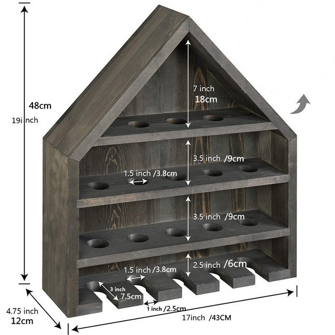 원목 하우스형 야구공 진열대 벽걸이 야구배트 거치대 사인볼 수납장, 1개, 다크 그레이