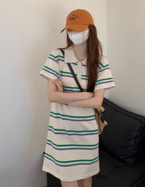 캐쥬얼 여름 원피스 스트라이프 카라원피스