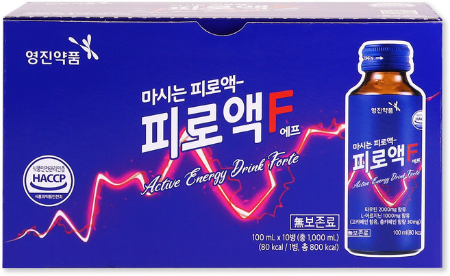 영진약품 피로액F 에너지드링크 타우린 아르기닌 함유 활력 음료 (소비기한 2026년06월23일 까지), 100개, 100ml