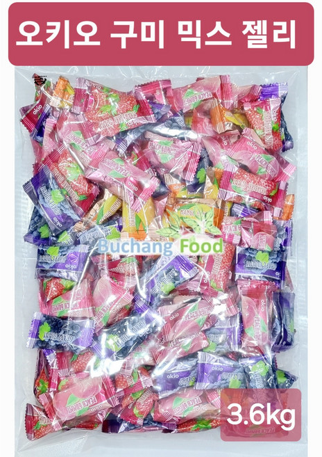 오키오 구미 믹스 3.6kg 대용량 망고 복숭아 포도 딸기 과일 젤리, 1개