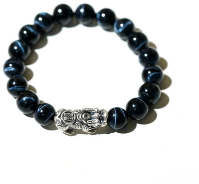 (재물 보호) 블랙 호안석 7A 10mm 비휴 원석 팔찌