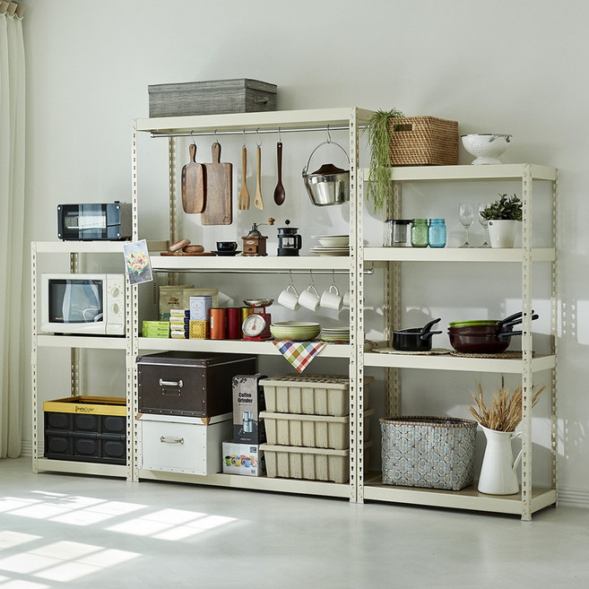 상도가구 몬스터랙 깊이400 철제 선반 시리즈 조립식 앵글 베란다 창고 수납 랙, 4단, 아이보리