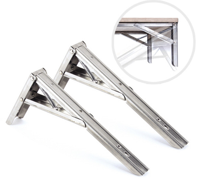 ZIO-BIZ 접이식 선반대 스텐 290mm (2P SET) 벽선반 선반지지대 선반받침대 선반고정 브라켓 까치발 꺽쇠, 1세트
