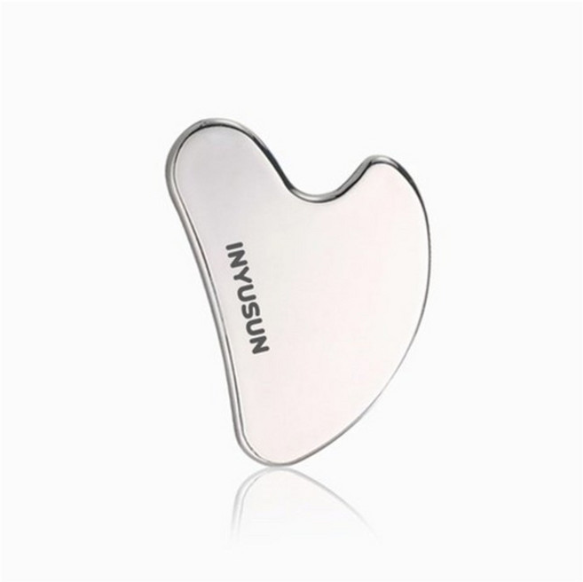 INYSUN 心形刮痧板 撥筋棒 按摩器, 1個, 台灣現貨隔日到 不銹鋼心形刮痧板 不鏽鋼刮痧板-絨布袋, 不鏽鋼色