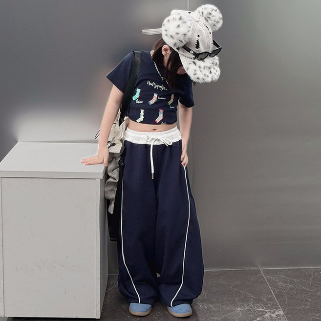 아동 트레이닝바지 와이드 트레이닝바지