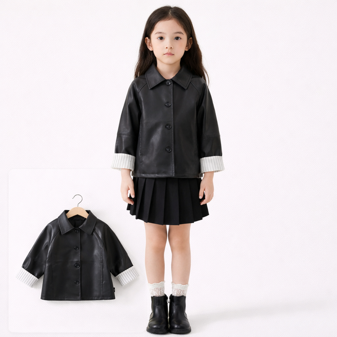 여아 블랙 가죽자켓 시크 레더자켓 유아 아동 간절기 아우터