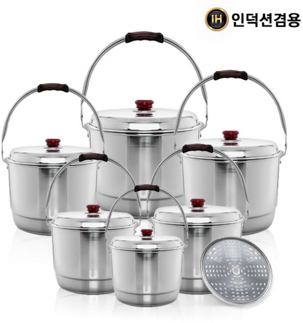 선학 국내산 인덕션 겸용 스텐 들통 미니 찜통 찜판 찜솥 빨래솥 곰솥, 3호, 1개
