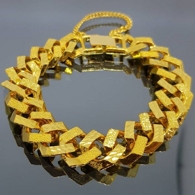 RUSIA 순금 남자팔찌 24k 75g(20)+18k장식별도 정팔각 도톰