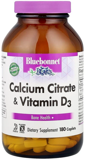 뉴트리션 블루보넷 비타민D3 함유 구연산 칼슘 캡슐 180정, 1개 - 쿠팡