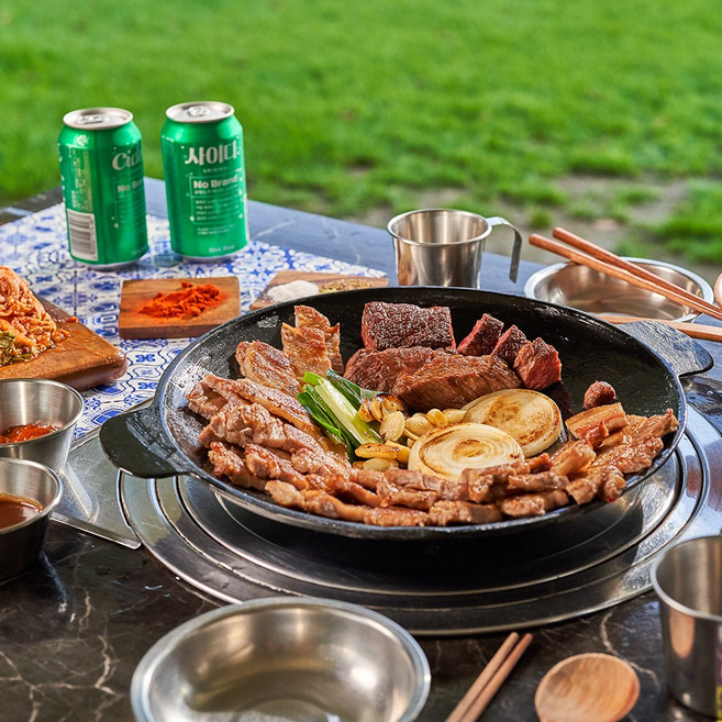 국산 돌부심 솥뚜껑 원형 무쇠 캠핑 그리들 불판 구이 판(사은품 손잡이 증정), 중형 (지름 40cm), 1개