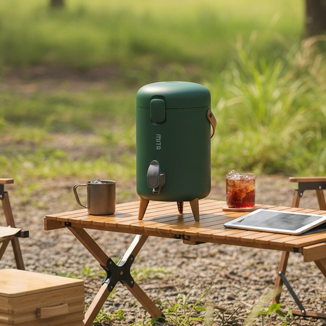 국내생산 감성캠핑 대용량 쿨러 디스펜서 워터저그 3.4L, 1개, 그린