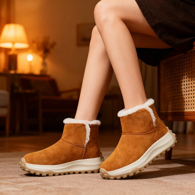 KUKEE 여성 기모 가벼운 방한화 패딩 앵클 부츠 작업화 겨울 털 신발 QZC02