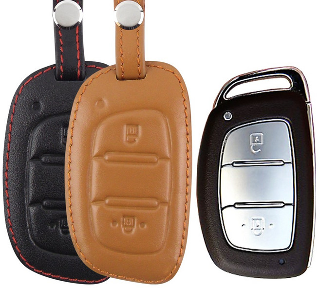 더조은셀러 포터2 일렉트릭 포터 EV 호환 키홀더 키케이스 스마트키 가죽 2버튼 Key-64, 브라운, 1개