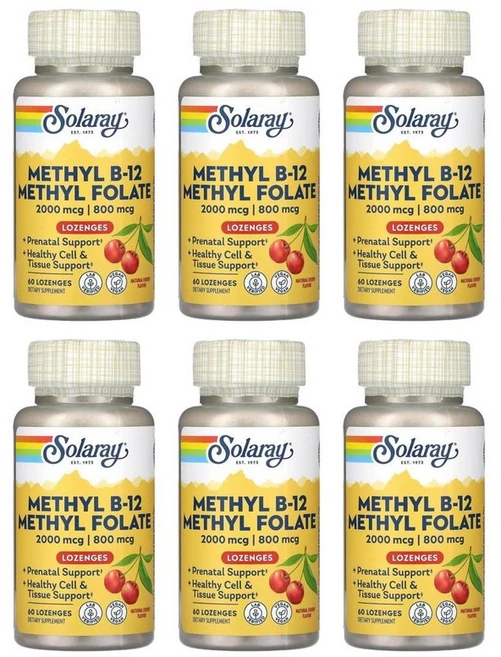 솔라레이 메틸 B12 메틸 엽산 천연 체리, 6개, 60정 - 쿠팡
