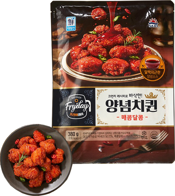 대림냉동 Fryday 양념치퀸 매콤달콤 380g 2개