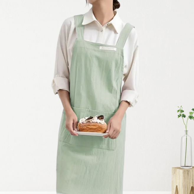 이드림 100% 순면 부드러운 천연 원단 파스텔로 앞치마, 1개, 민트그린