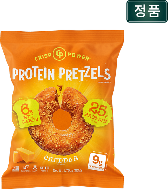 크리스프파워 프로틴 프레첼 체다맛 단백질 보충 건강 스낵, 1개, 50g