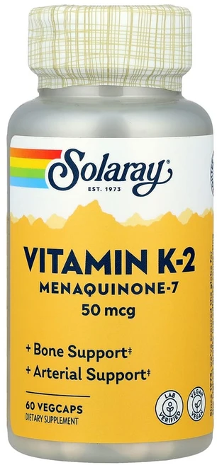 Solaray 비타민 K-2 메나퀴논-7 50mcg 베지 캡슐 60정, 1개 - 쿠팡