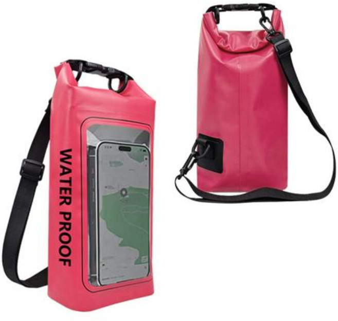멋진물놀이가방 완벽방수물놀이 어깨끈이있는방수가방 래프팅서핑보트가방 워터파크 트레킹바닷가수영가방 2L 계곡물놀이 오션월드캐리비안베이 드라이백 터치스크린 야외방수 어깨, Pink