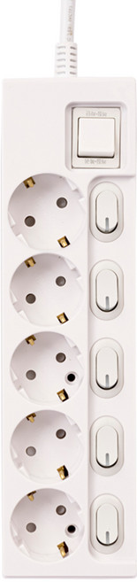 KD-TAP 국산 개별형 스위치 멀티탭 5구 고용량 콘센트 16A 안전 접지, 1.5m, 1개, 화이트