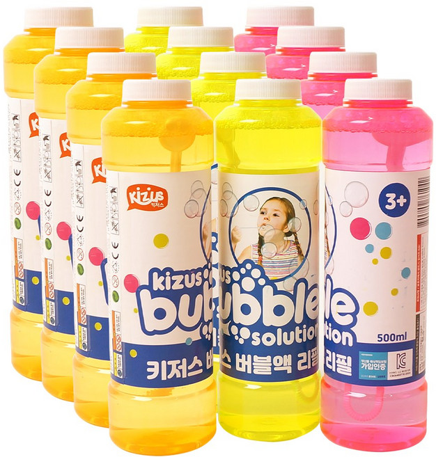 키저스 대용량 비눗방울 버블건 리필 액, 500ml, 12개
