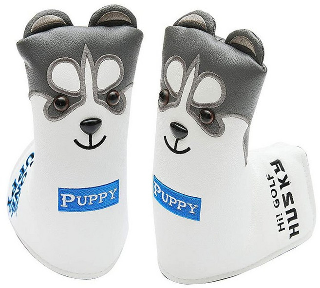 Husky Golf Club 드라이버 페어웨이 우드 하이브리드 블레이드 말렛 퍼터 헤드 커버 재미있는 합성 가죽 만화 동물 헤드커버 프로텍터 (블레이드 퍼터 헤드커버), 블레이드 퍼터 헤드커버