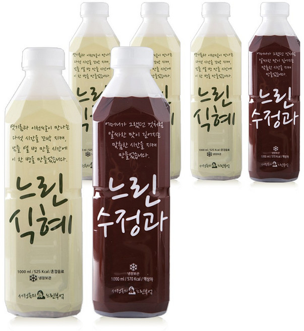 서정옥의 느린부엌 느린식혜 4병+수정과 2병 [아이스박스], 6개, 1L