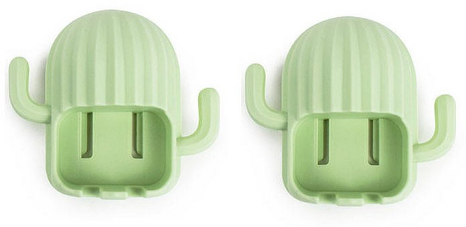 낌유컴퍼니 무타공 선인장칫솔걸이 2P 연두