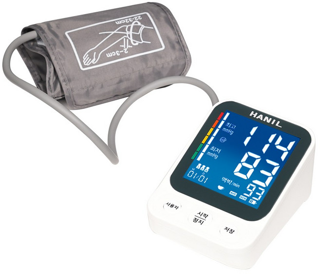한일전기 국산 디지털 자동 혈압계 한글표기 건전지식 혈압측정기 가정용 BMH-2409, 1개