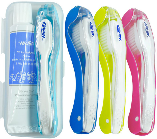 니치 여행용 칫솔 치약 세트 랜덤 x 4개 케이스포함