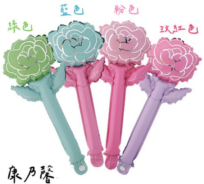 FlowerSP 玫瑰氣球 藍色, 1個, 康乃馨(玫紅色),收到後須自行充氣