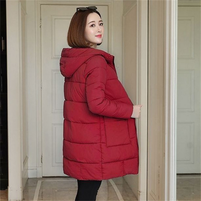 AOKADA 여성 겨울 도톰 보온 후드 웰론 하프 패딩 데일리 점퍼 아우터